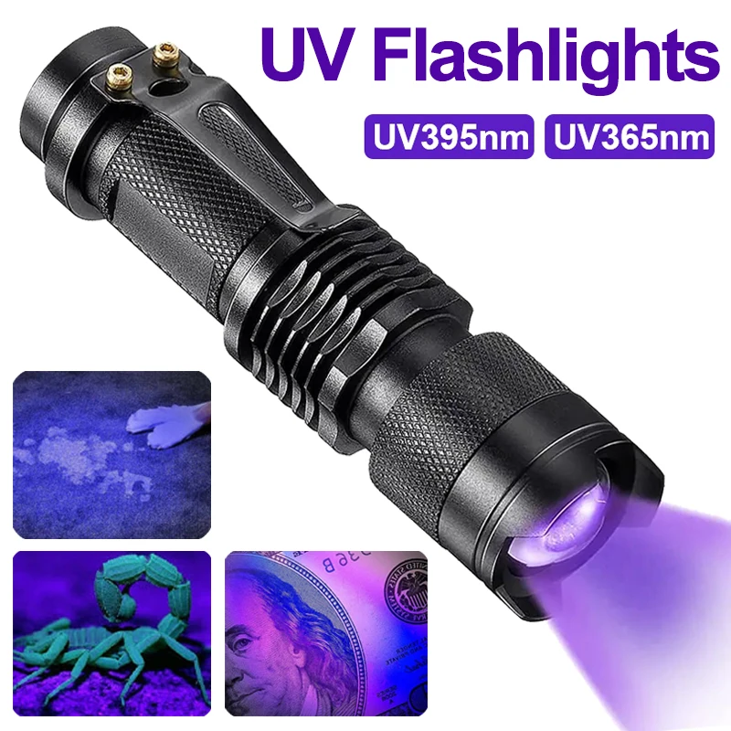 LED UV Flashlight Ultraviolet Aluminum Alloy 395nm Inspection Lamp Ultra Violet Handheld Pet Urine Stain Detector Tools