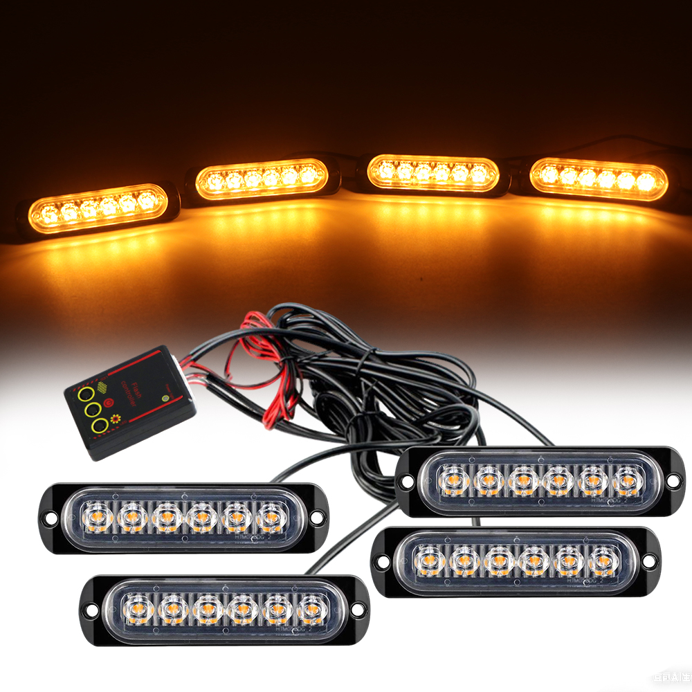 Car Front Grille Lighting 12V LED Emergency Strobe Warning Lights Fireman Flash Beacon Yellow White Signal Lamp