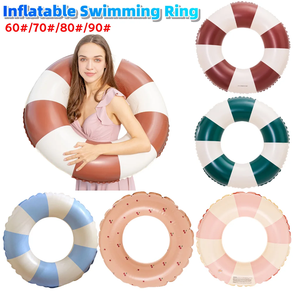 Classic Striped Swimming Ring Swimming Circle Pool Floaties Beach Swimming Party for Kids Youth Adults