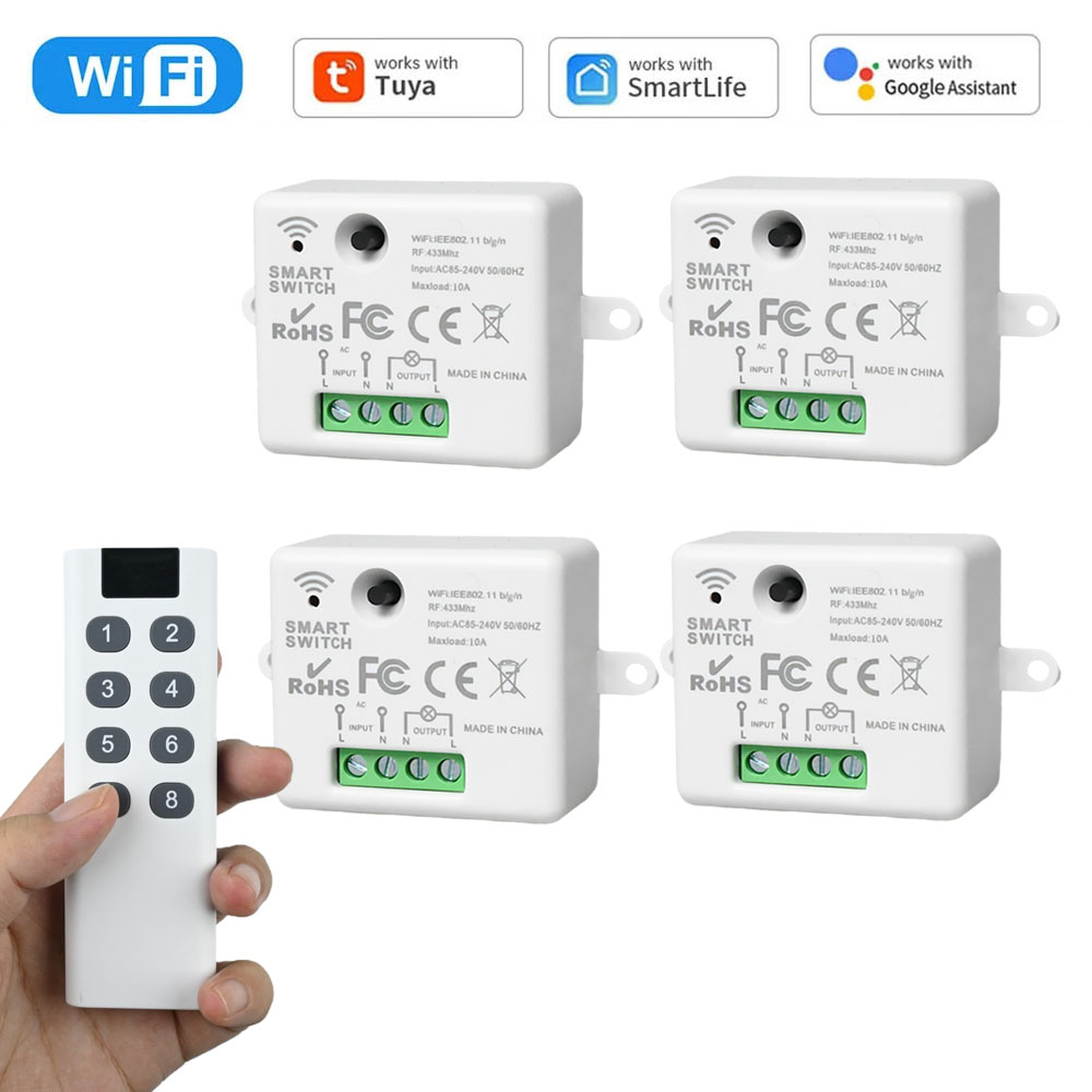CENFAYA Tuya Smart WiFi Light Switch 110V 220V 230V 433MHz 8-zone RF Wireless Remote Control Kit Alexa/ Home Voice Control lightify