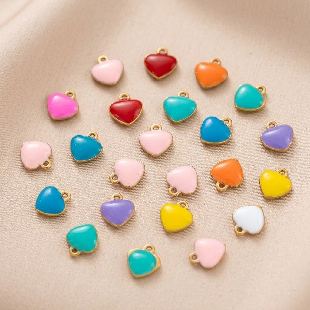 20pcs Stainless Steel Heart Charms Enamel Love Heart Mini Dangle Hang Ornament for DIY Craft Earring Bracelet Necklace Jewelry
