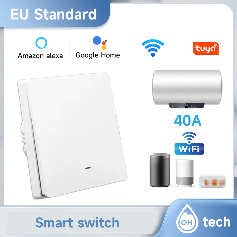 Tuya WiFi Smart Boiler Switch 40A 8800w Water Heater EU standard Switch With Power Monitor APP Remote For Alexa home
