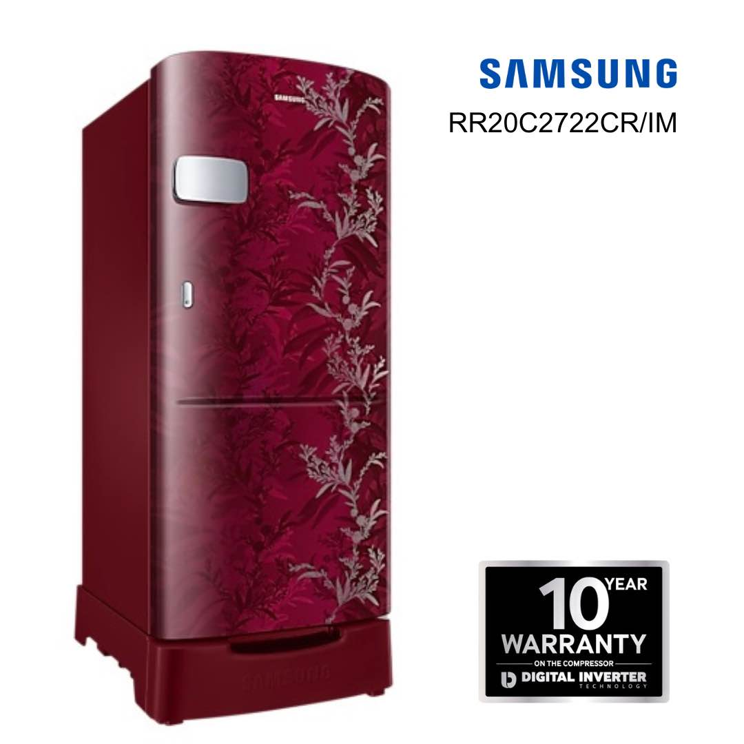 SAMSUNG RR20C2z226R/IM 192 Litres Direct Cooling Digital Inverter Single Door Refrigerator With Base Stand (Saffron Red)