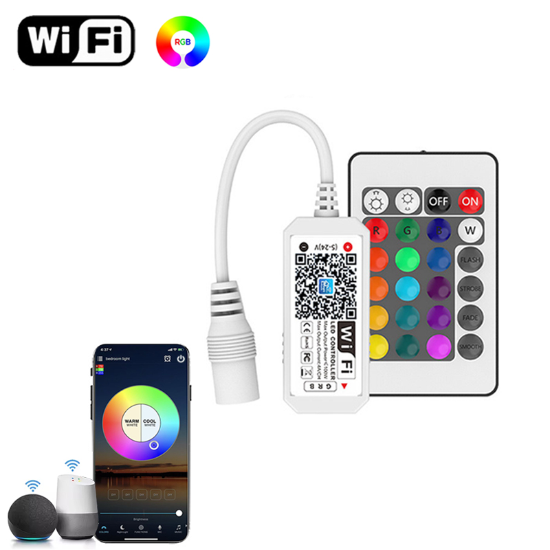Wifi Rgb Lighting Controller 12V 4 Pin Bluetooth RGB Led Controller Smart 24Key Remote RGB Led Lights Controller Programmable