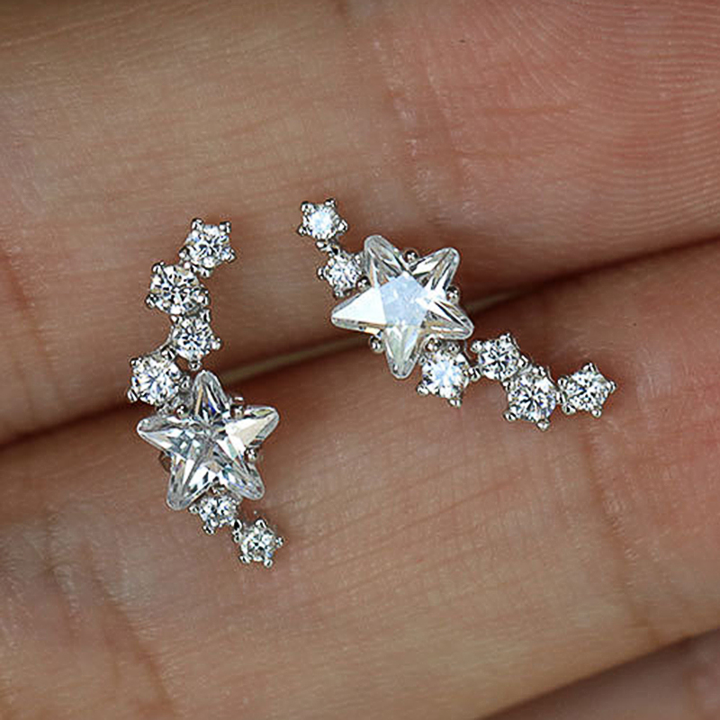 Huitan Dainty Stars Stud Earrings for Women Low-key Exquisite Ear Accessories Daily Wear Simple Stylish Jewelry Drop Ship
