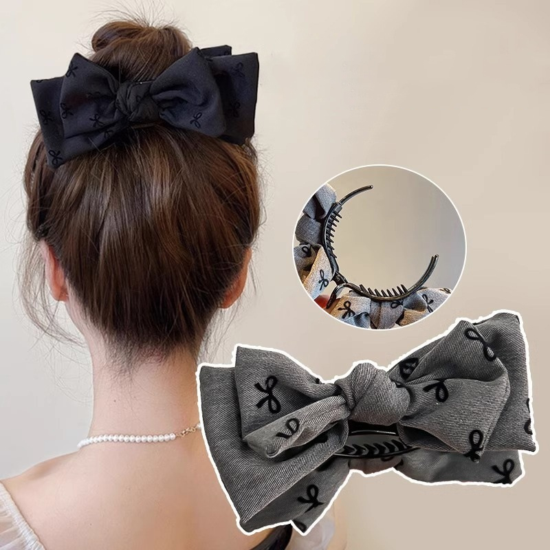 1pc Retro Bow Clip Elegant High Ponytail Clip Cute Bun Hair Clip Sweet Updo Clip Headpiece