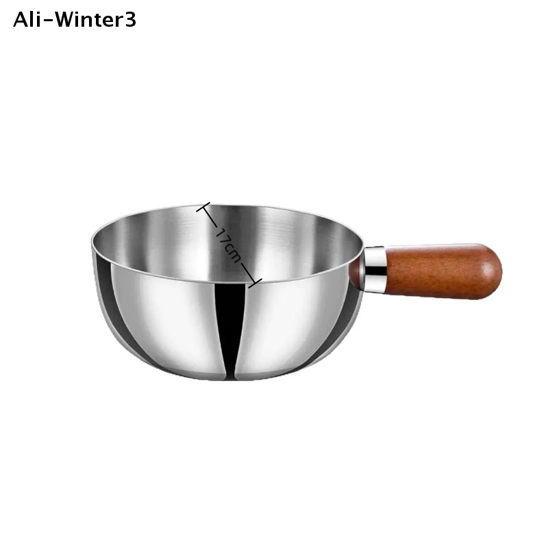 【Y31】1Pc 2025 Stainless Steel Small Cooking Pan Cookware Kitchen Tool 14CM/17CM Wooden Handle Breakfast Cooker Kitchen Tool