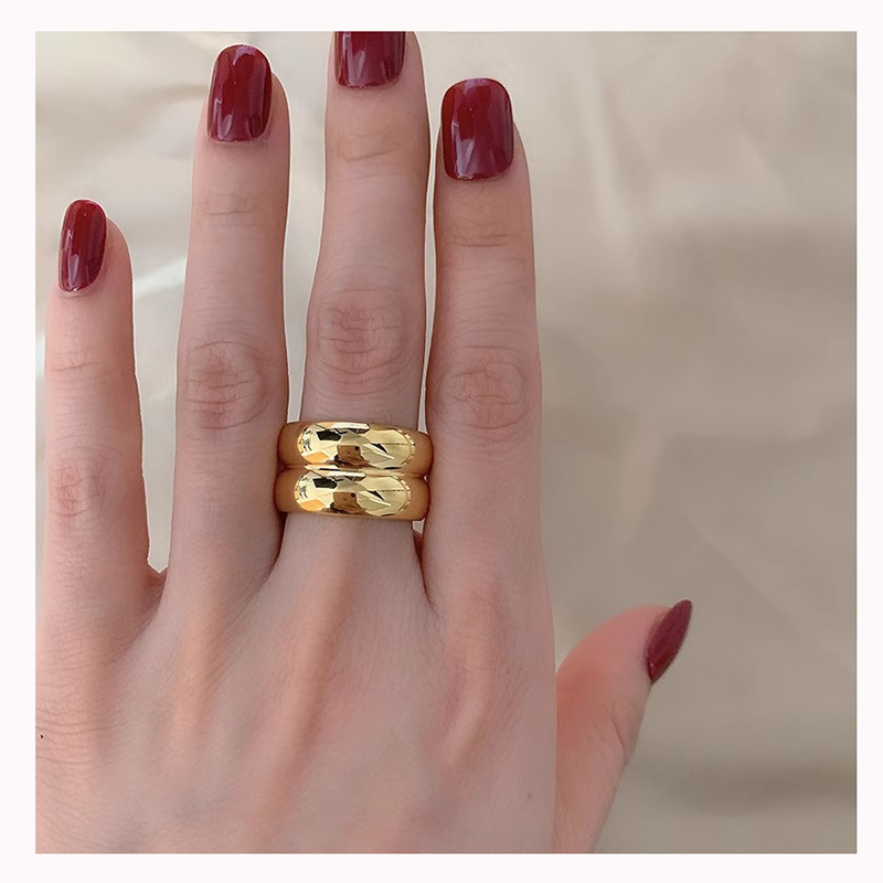 High Quality 18k Gold PVD Plated Stainless Steel 13mm Width Chunky Rings Unisex Party Fashion Jewelry Men Women anillos mujer