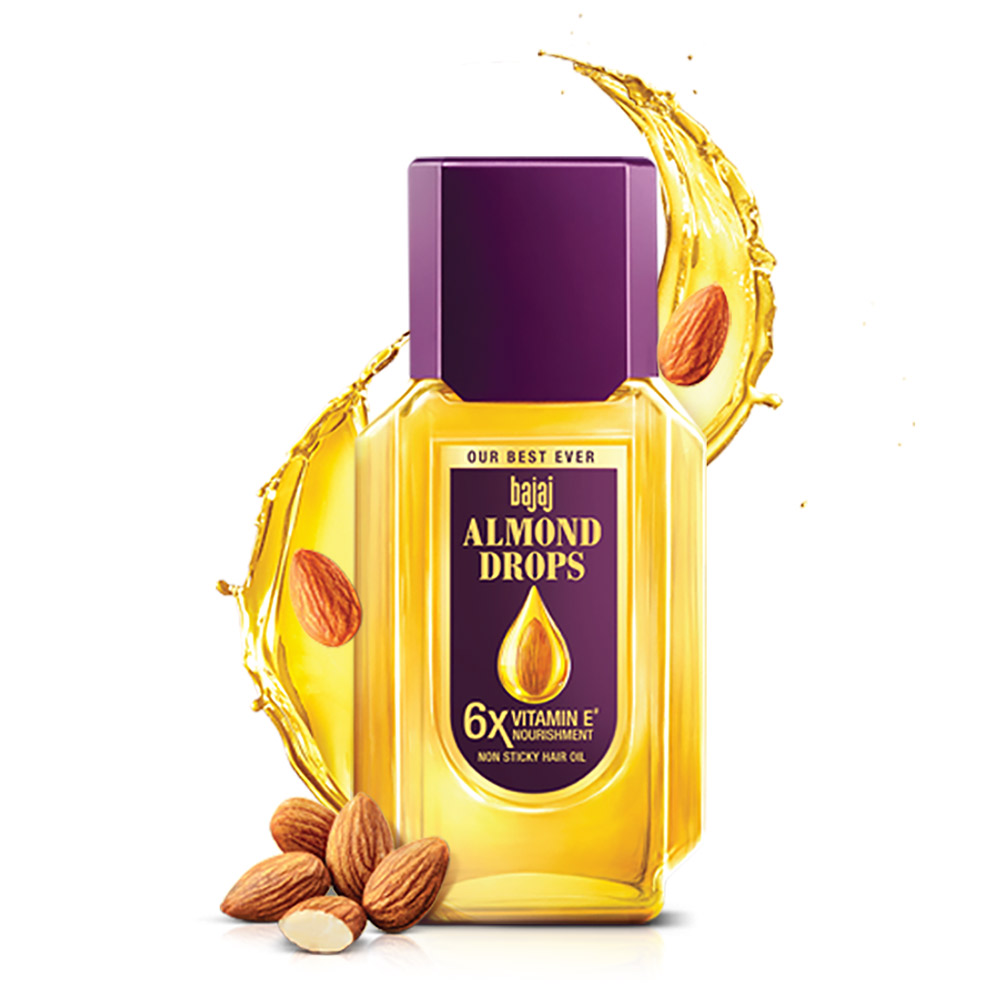 Bajaj Almond Drops Hair Oil 190ml|Almond Oil Enriched with 6X Vitamin E, Light and Non-Sticky | 2X Hair fall Reduction | Bajaj Almond Oil | Almon Hair Oil