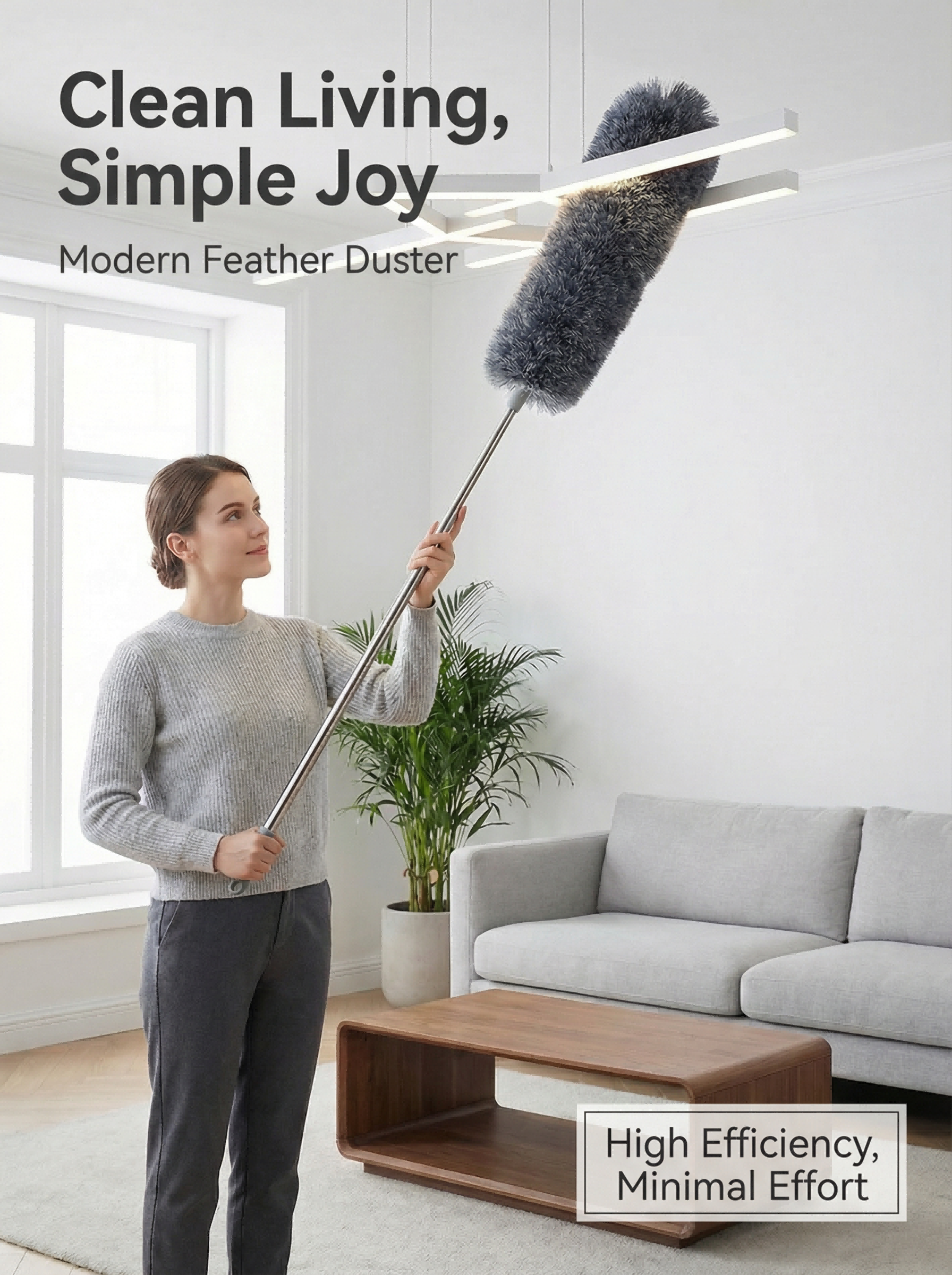 Multifunctional Retractable Duster with Bendable Head - Reusable and Washable for High Ceilings, Furniture and Car Cleaning