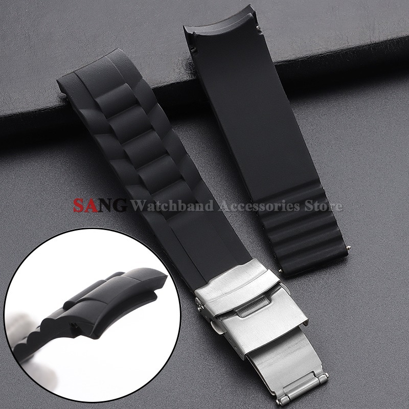 Folding Buckle Sport Wristband Curved End Strap Silicone WatchBand Men Women Replacement Bracelets 16mm 18mm 20mm 22mm 24mm 26mm