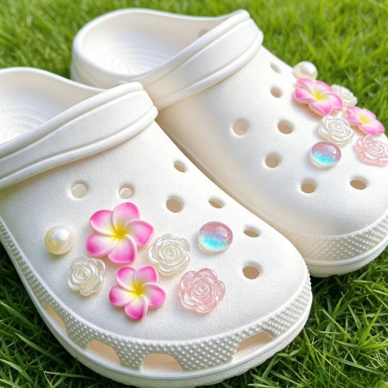 New 12Pcs Butterfly Flower Hole Shoe Charms Set Fit Children Decorations For Shoes Ornaments Women Accessories Pins Wholesale