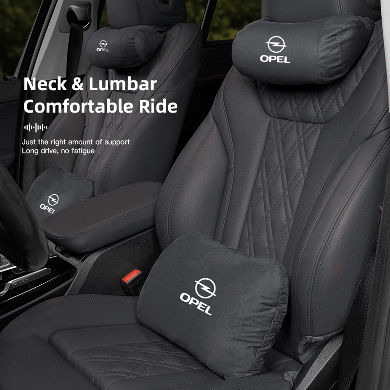 Car Headrest Support Cushion Suede Lumbar Pillow Accessories For Opel Astra Mokka Corsa D Adam Vectra H G J C Combo Zafira A OPC