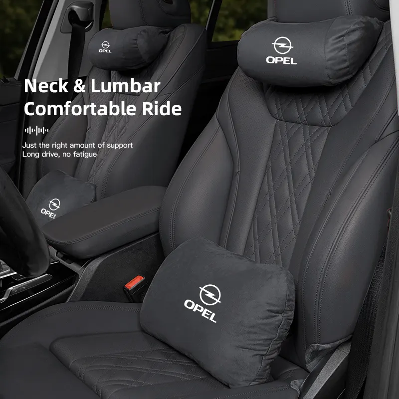 Car Headrest Support Cushion Suede Lumbar Pillow Accessories For Opel Astra Mokka Corsa D Adam Vectra H G J C Combo Zafira A OPC