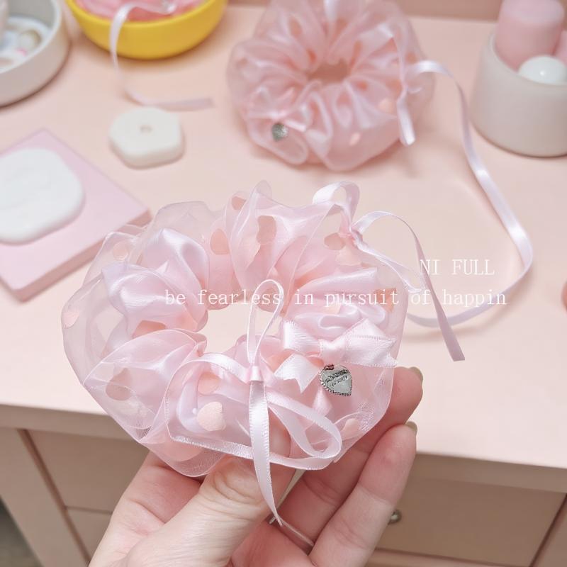 {QTG333} 1 Pc Summer Blue Goldfish Large Intestine Hair Bundle Mesh Clear Hair Ring Female Design Sense Elastic Hair Accessories