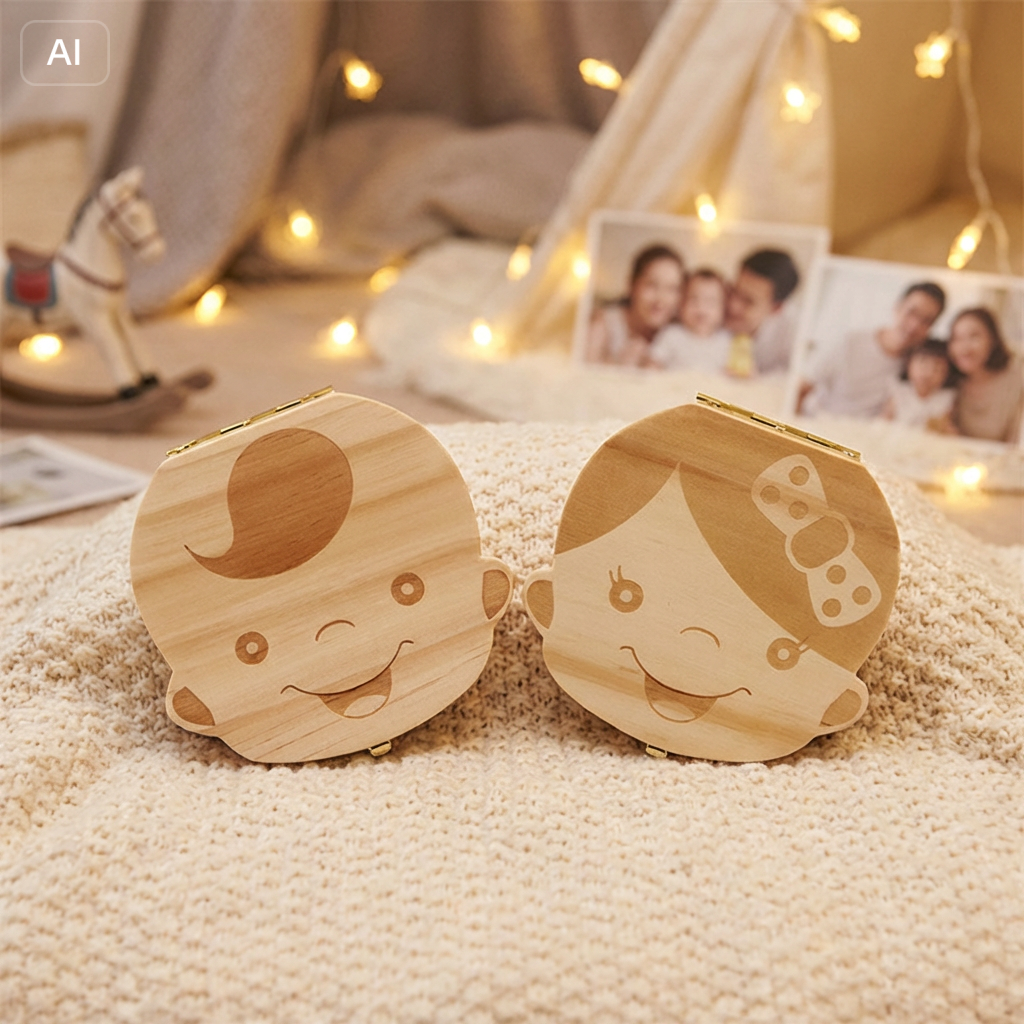 1PCS solid wood baby teething box for men and women teeth lanugo umbilical cord collection box baby teething storage box souveni