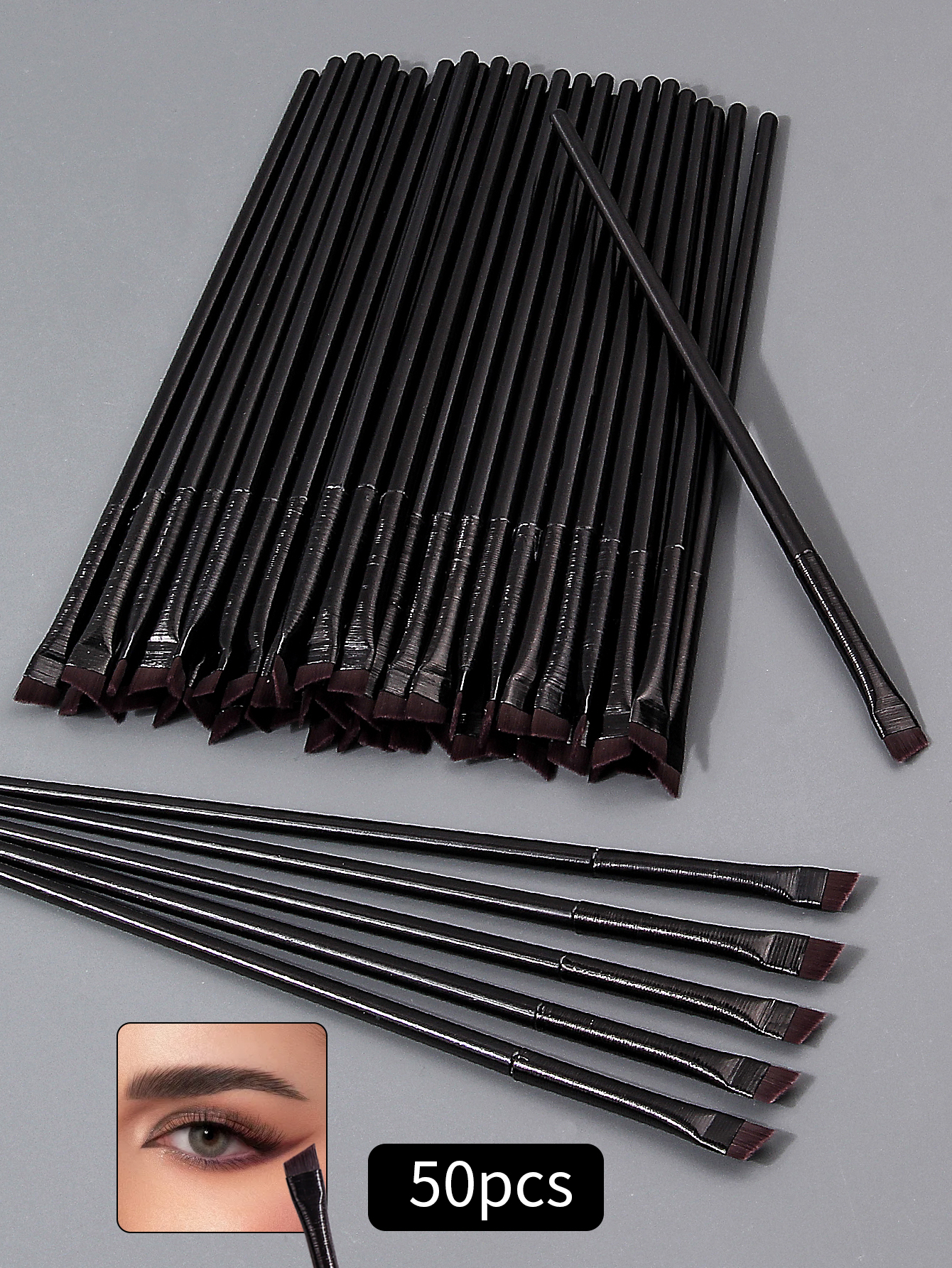Disposable Eye Makeup Brush 50 Diagonal Eyeliner Brush Eyeshadow Brush Concealer Brush for Exquisite Eyeliner Perfect Eye Makeup