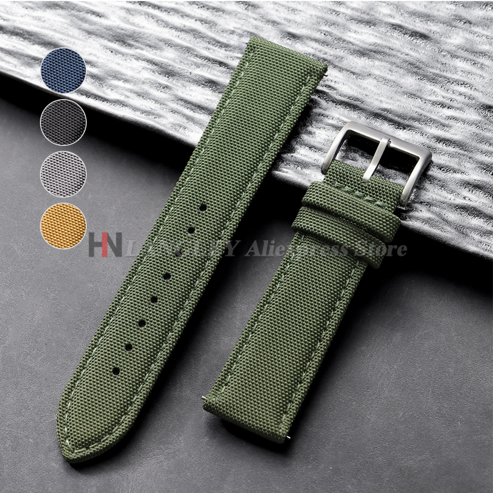 Genuine Sailcloth Watch Band Two Sided Sailcloth Strap Waterproof Nylon Quick Release Bracelet 20mm 22mm Men's Sport Wristbelts