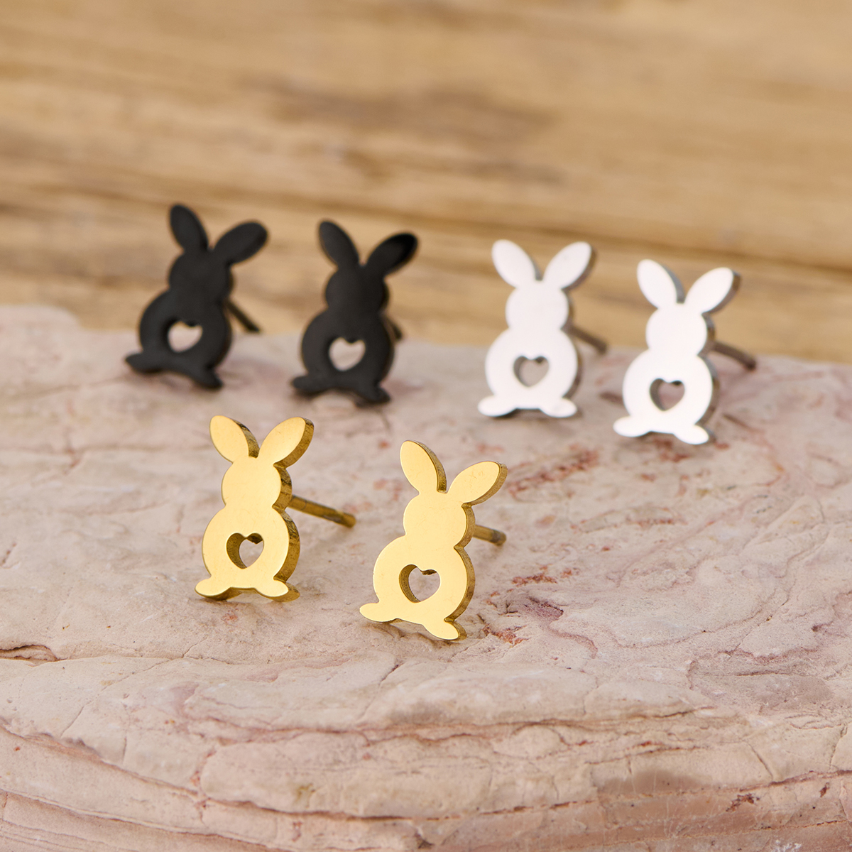 Cute Stainless Steel Rabbit Earrings for Women Gold Color Animal Stud Earring 2025 Kawaii Bunny Earing Korean Jewelry Pendientes