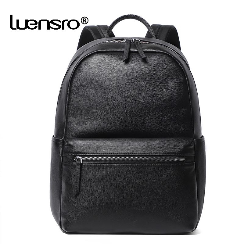15.6 inch Laptop Backpack Men 100% Genuine Leather Men's Backpack USB Charge Backpacks Travel Bag Schoolbag Student Bookbag