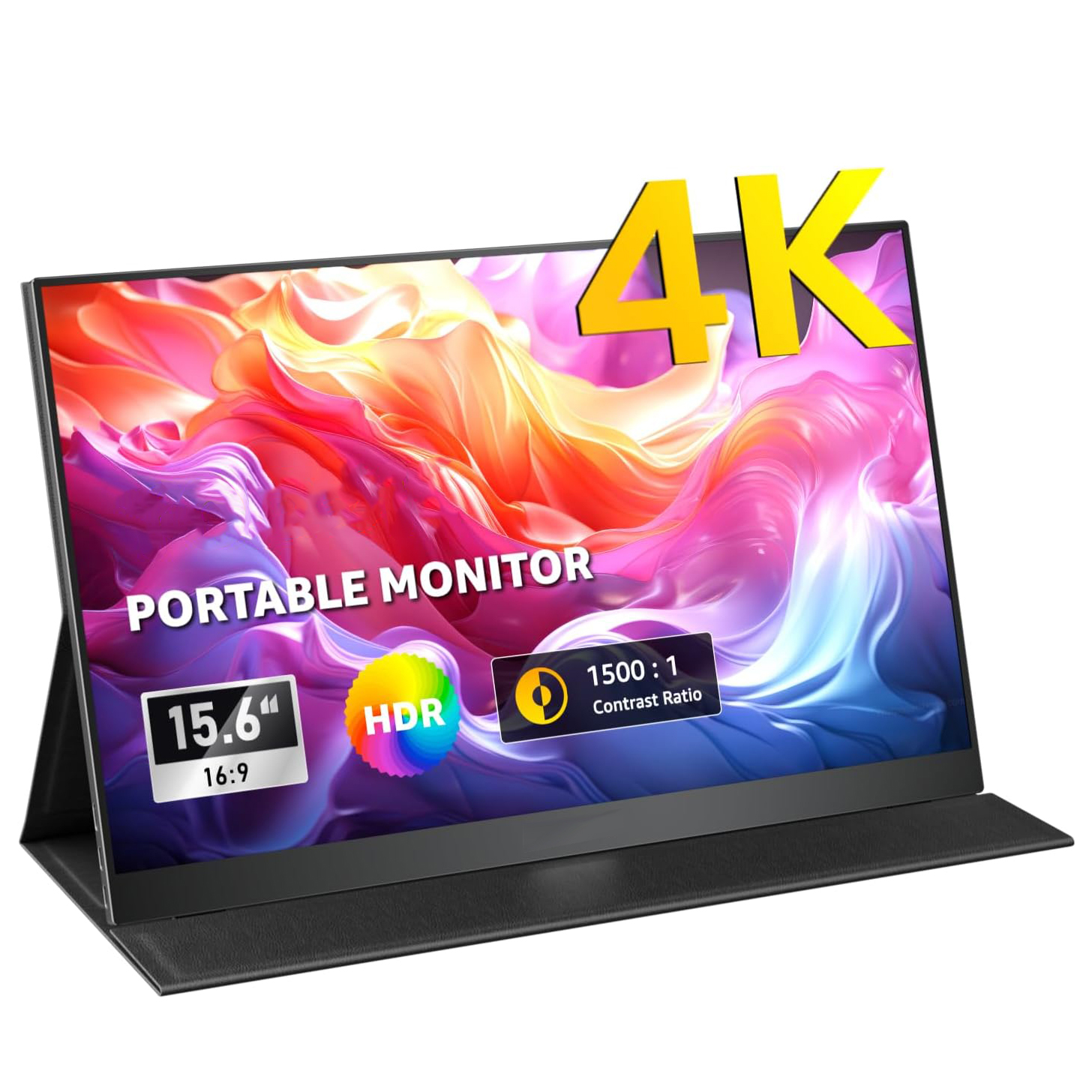 15.6'' 4K Portable Gaming Monitor with Stand 300nits 100% Expand Office Display lcd display for PC Laptop Phone XBox Switch PS5