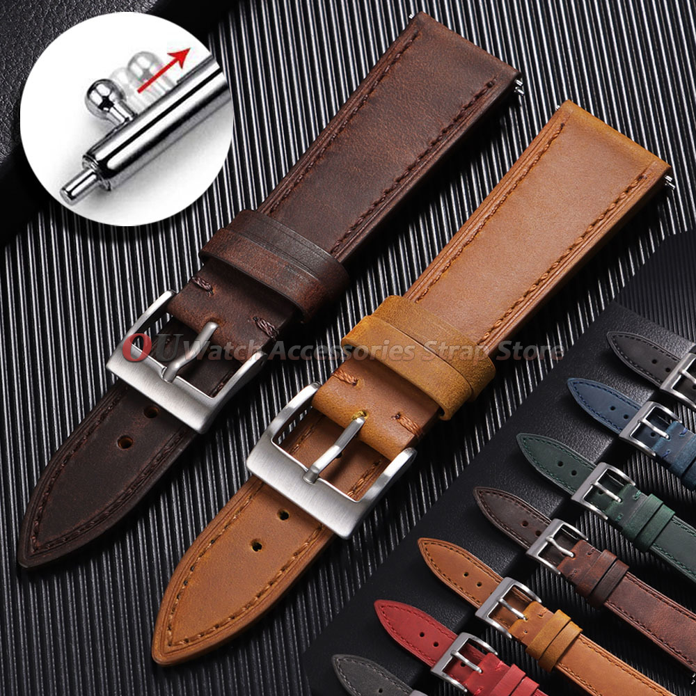 Vintage Leather Watchstrap 18mm 20mm 22mm for for Bracelets Quick Release 19mm 21mm 24mm Bands Breathable Wristband