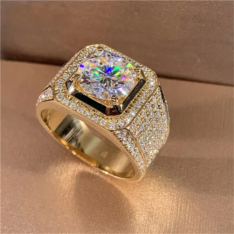 Crystal Female White Zircon Ring Set Fashion Vintage Gold Color Bridal Wedding Engagement Jewelry For Women