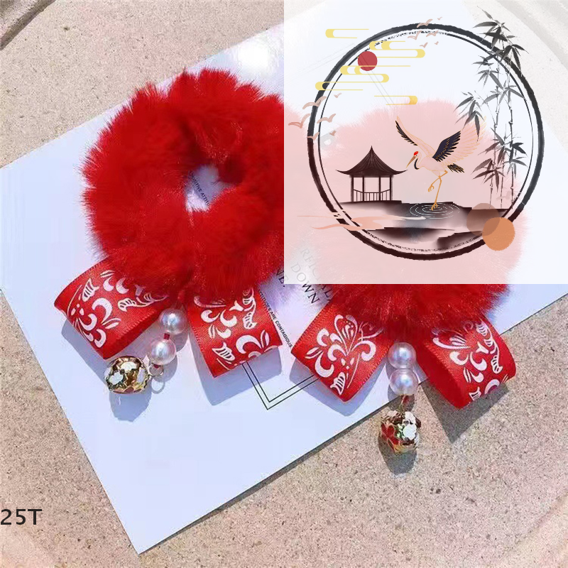 Stretchy 1 Pair New Year Chinese Style Kids Hair Bands Soft Easy-Wear Hair Ties