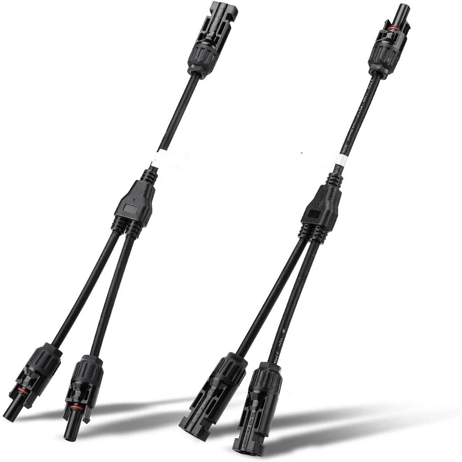 Solar Connectors Y Branch Parallel 1 to 3 Adapter Cable Wire Plug Tool Kit for Solar Panel