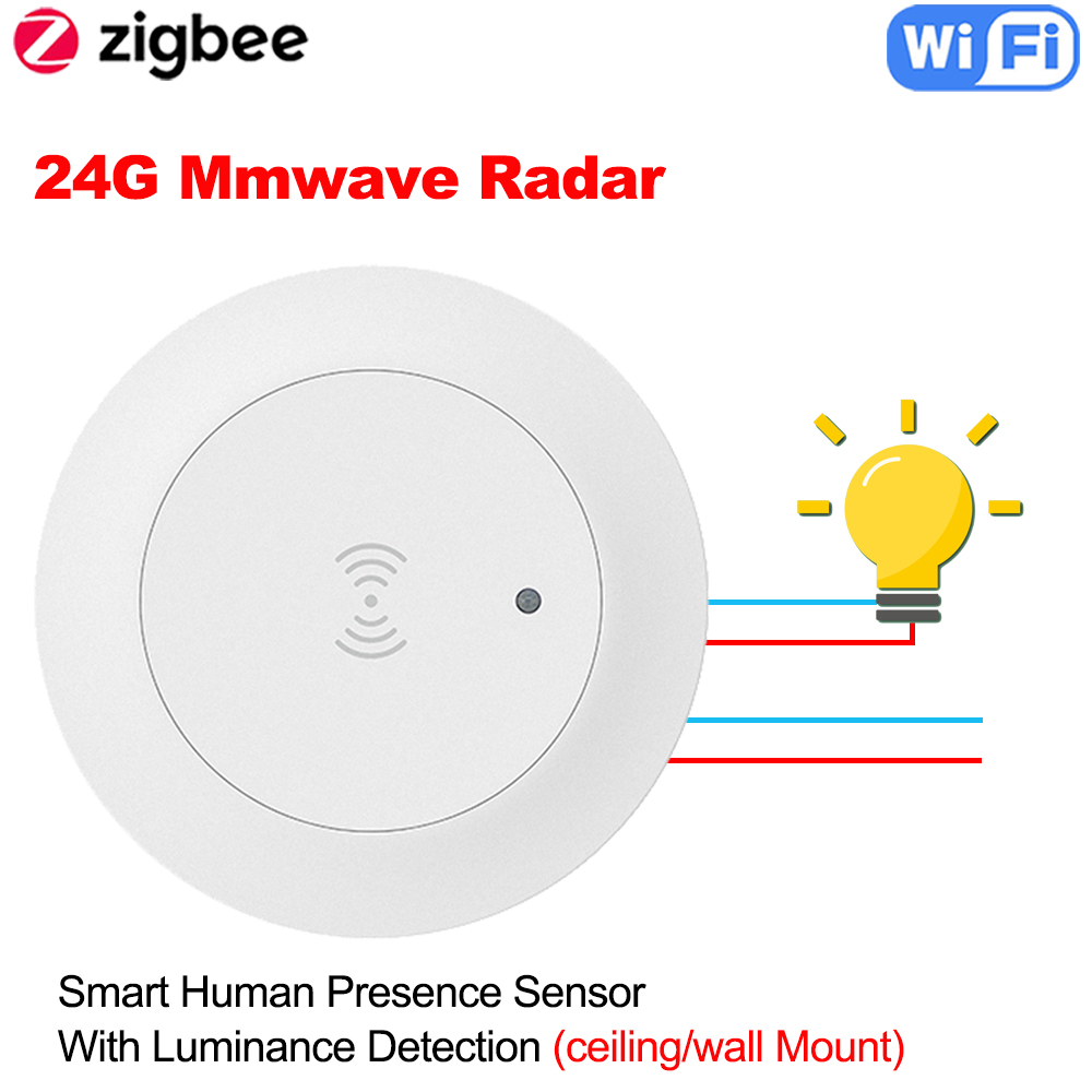 Tuya WiFi/ZigBee 24G MmWave Radar Smart Human Presence With Illumination Detector Support Light Switch 95~250V lightify