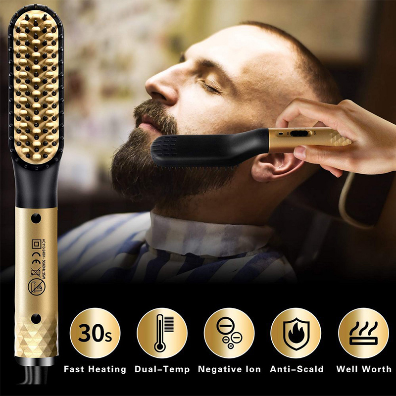 Professional Hot Comb Hair Straightener Brush Men Beard Hair Straightening Brush Wet Dry Use Quick Hair Styler tinsol thermal brush