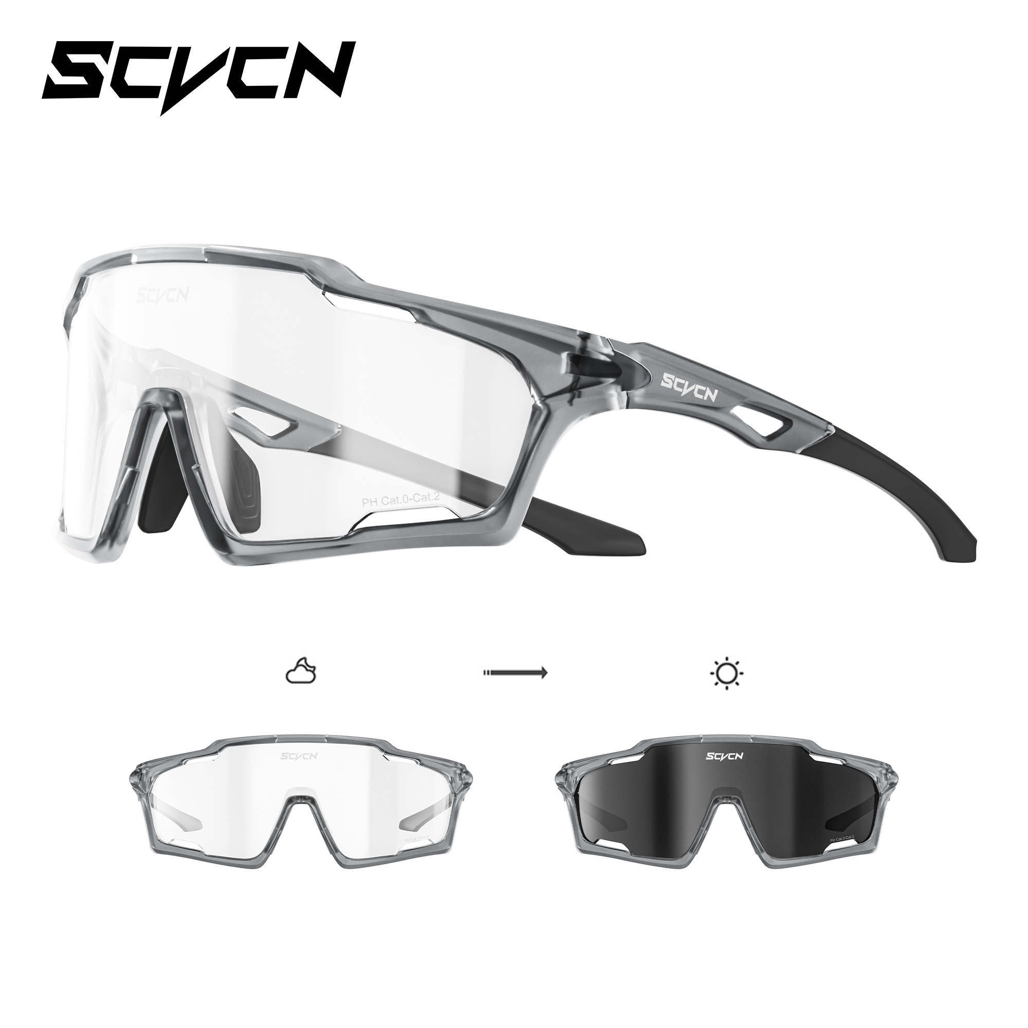 SCVCN Photochromic Sunglasses for Man Cycling Glasses MTB Riding Skating UV400 Fishing Goggles Woman Bike Bicycle Baseball 2026