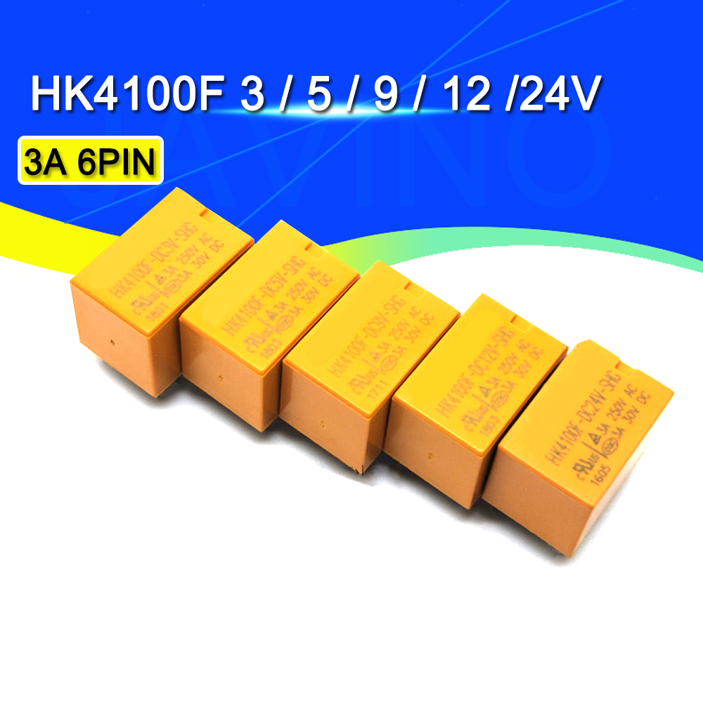 5/50Pcs Javino HK4100F Relay DC 3V/5V/9V/12V/24V 6 Pin 3A Power Relay Module HK4100F-DC12V-SHG DC5V-SHG ja 3