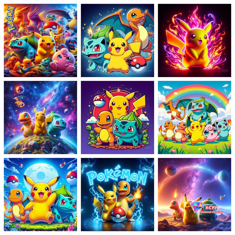 2026 New Popular Pikachu Anime Pokemon 5D DIY Square round Diamond Painting Kits Home Decor Home Decor Children