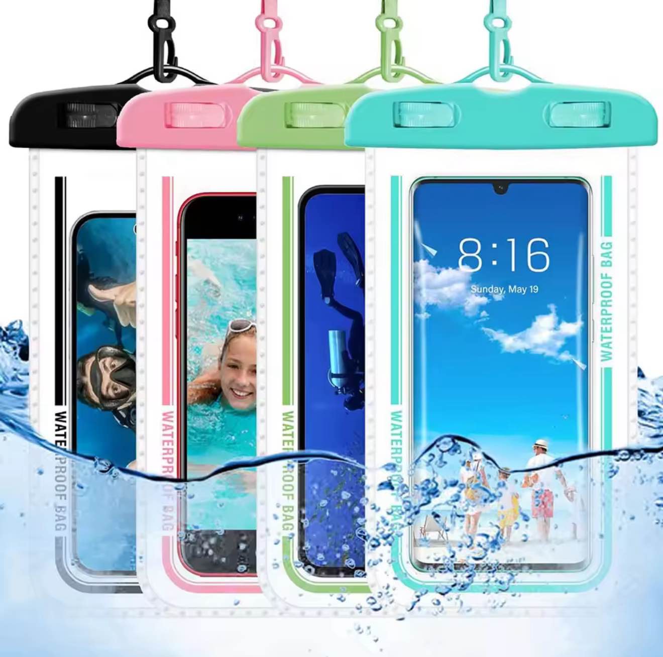 Universal Waterproof Phone Bag IPX8 Outdoor Sports Suitable Supplies For iPhone 16 15 14 13 12 11 Pro Max Plus SE