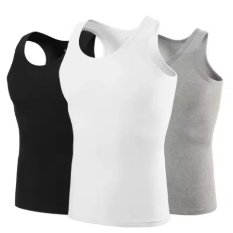 3-1piece 100% Cotton Mens Tank Top Undershirt Cotton Slimming Body Shaper Vest Workout Abs Abdomen Tummy Control Basic Compress