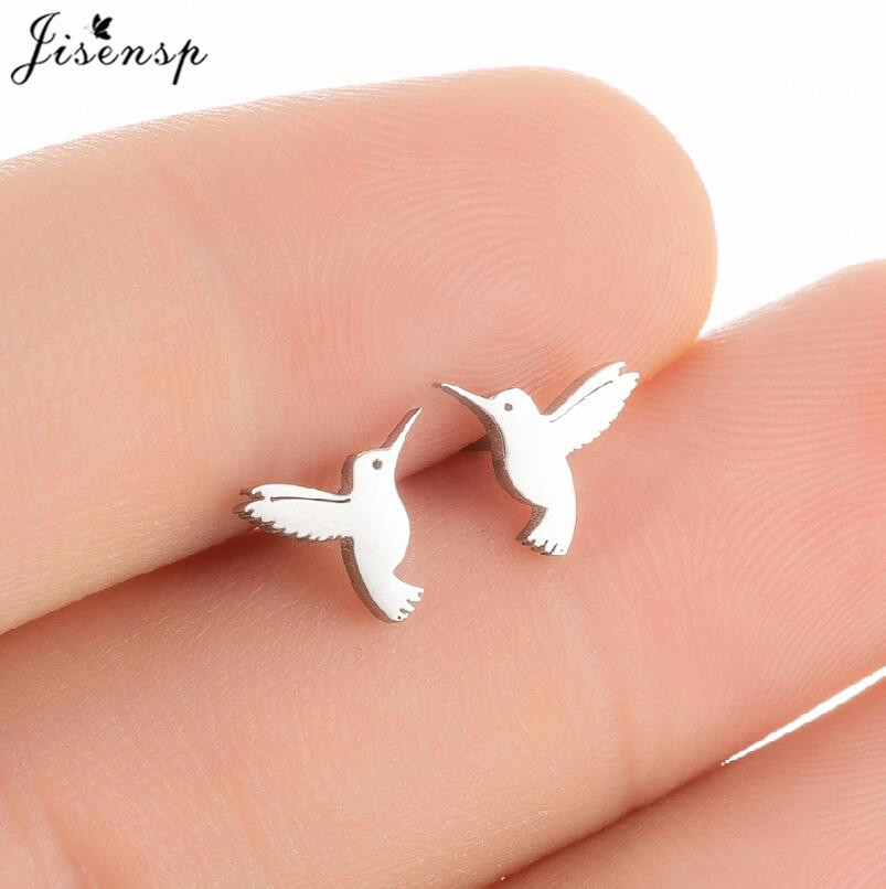 1 Pair Stainless Steel Small Earrings Little Bird Jewelry Women Dove Flamingo Parrot Hummingbird Studs