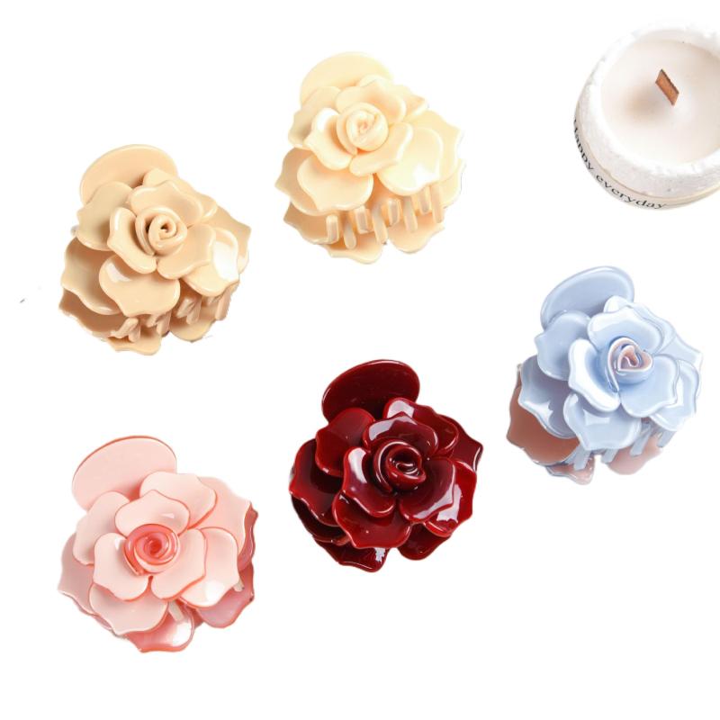 Sweet Camellia Rose Acetate Hair Claw Flower Series Claw Clips INS Trendy Hair Clips For Women Girls Hair Accessories