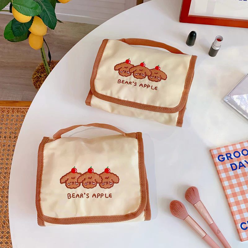 Z. Folding Cosmetic Bag Portable Travel Makeup Organizer Bags Dry&Wet Separation Toiletry Bag Women Waterproof Storage Washbag