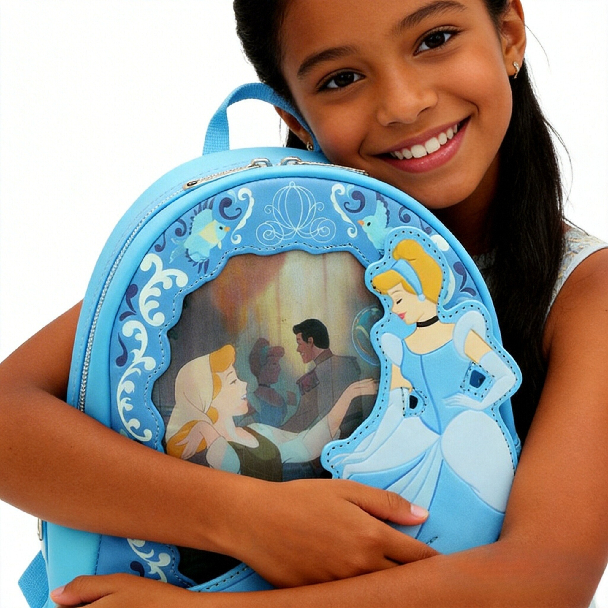 Cinderella Princess Lenticular Mini Backpack Girl Cute Shoulder Bag Outdoor Leisure Bag