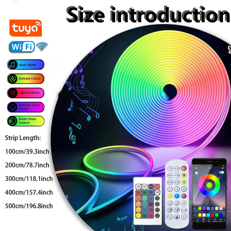 DC5V USB Neon RGB Strip LED Light Tuya WiFi Smart Strip Light IP67 Waterproof RGB DIY Cut Flexible Tape Dream 16 Color For Alexa