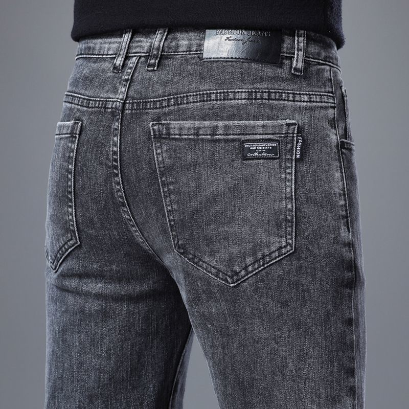 Spring Autumn New Elastic Men's Jeans Straight Leg Pants Slim Fit Business Casual Versatile Loose Wear-resistant Pants