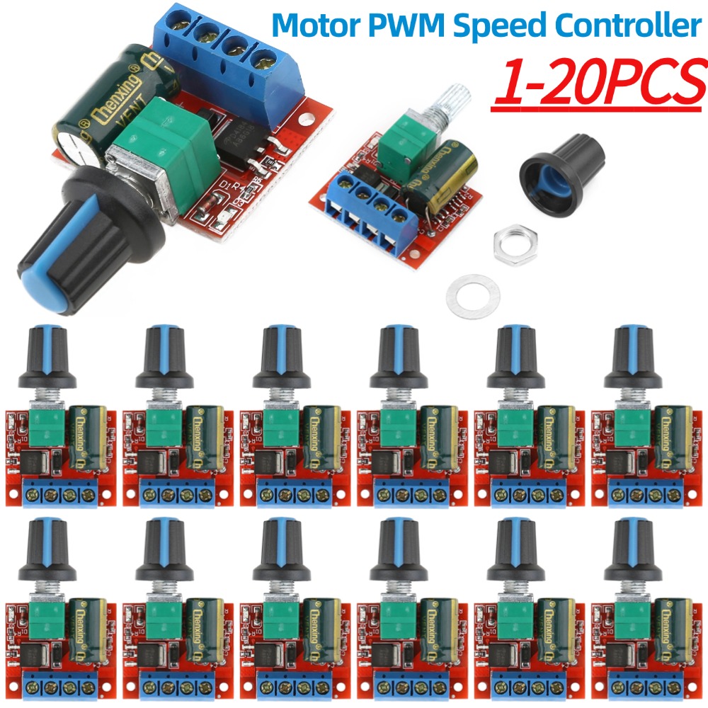 1-5pcs 5A 90W PWM DC Motor Speed Controller Module Voltage Regulator Adjustable Drive Module LED Dimmer Power Controller