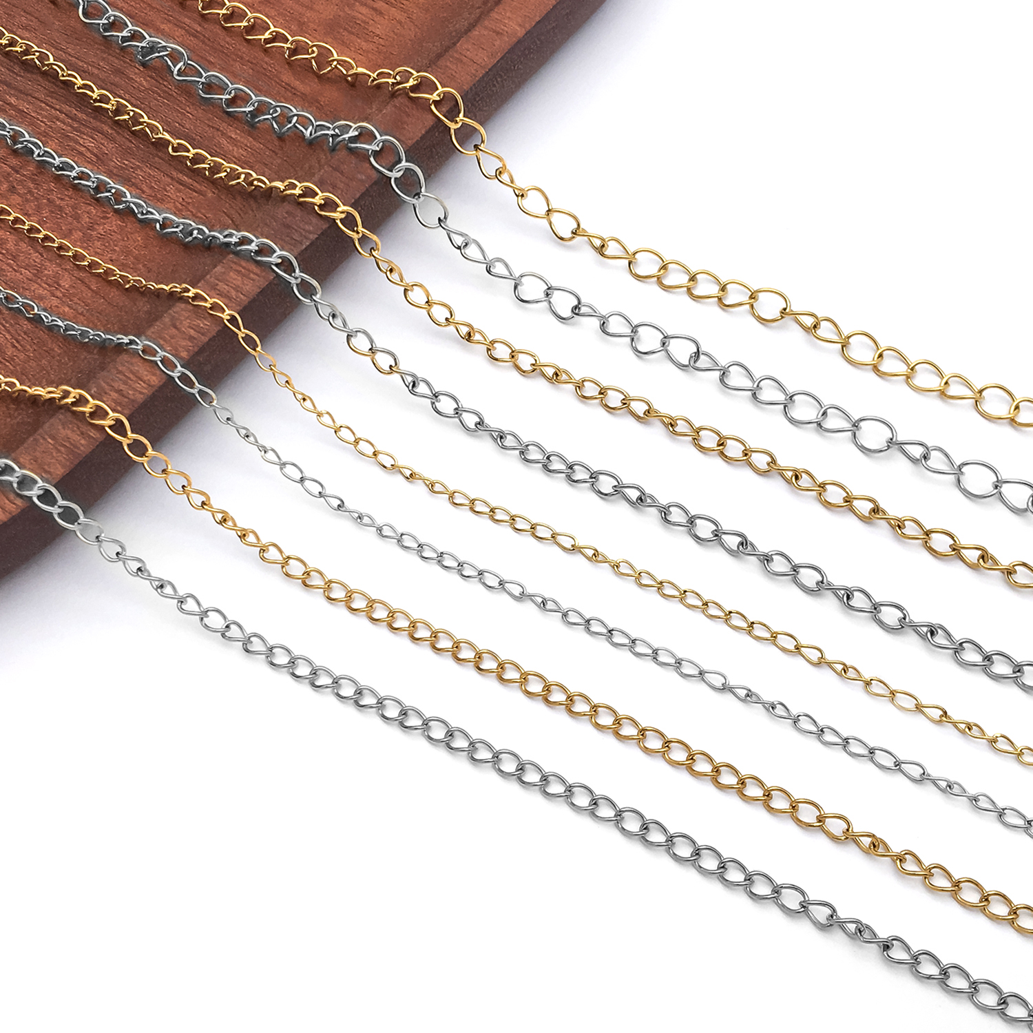 1m Stainless Steel Extension Chains Bracelet Necklace Extension Tail Chain Connector For DIY Jewelry Making Accessories