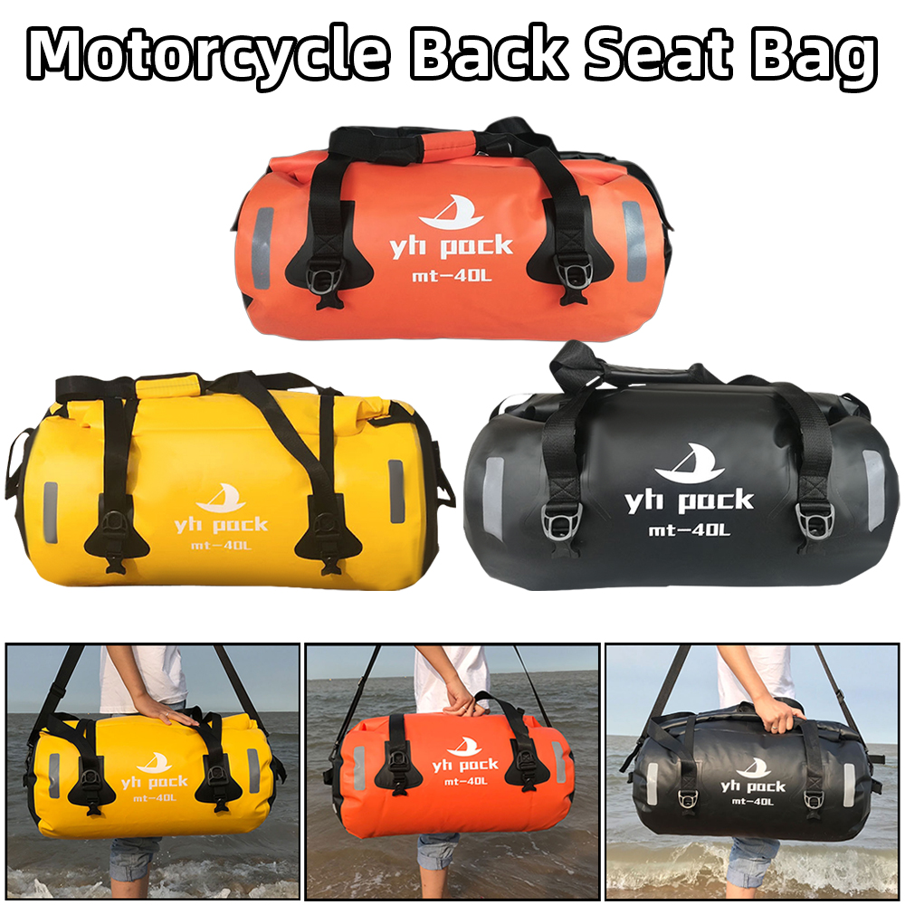 Waterproof Motorcycle Tail Bag 40L 80L Bicycle Back Seat Bag Outdoor Sport Travel Luggage Dry Bag Portable Sandy Beach Roll Pack