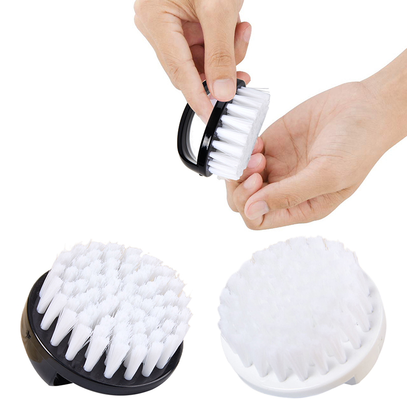 [Y]Nail Brush Nail Art Pedicure Soft Remove Dust Plastic Round Cleaning Scrubbing File Tools Black White Manicure Finger Care