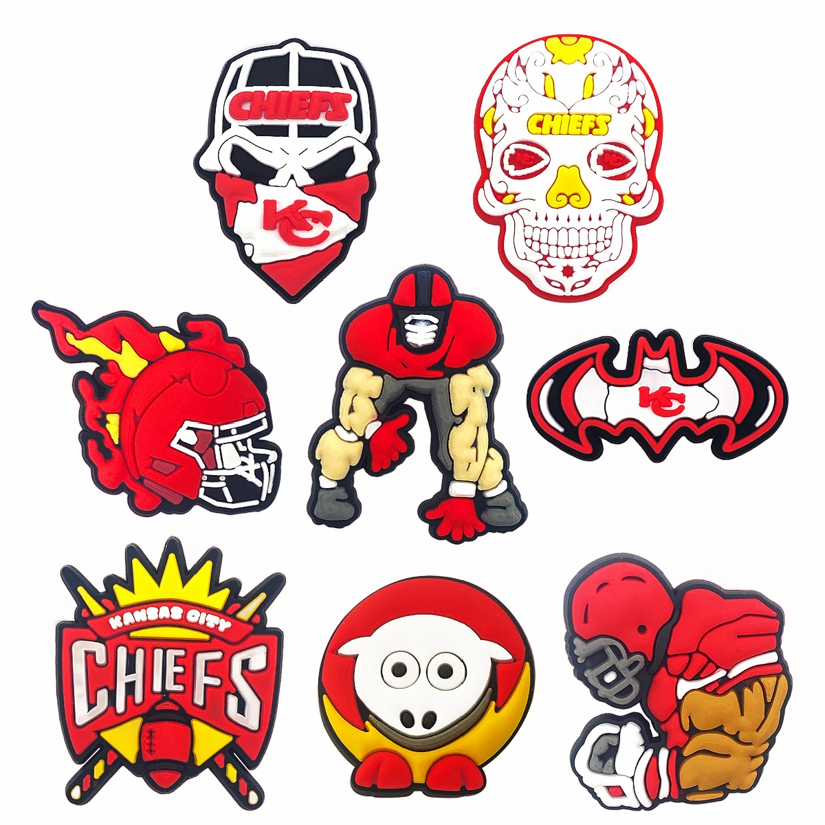 8PCS Football Shoe Charms Sports Team Charms PVC Pins Football Shoe Charms for Sandals Bracelets Boys Men
