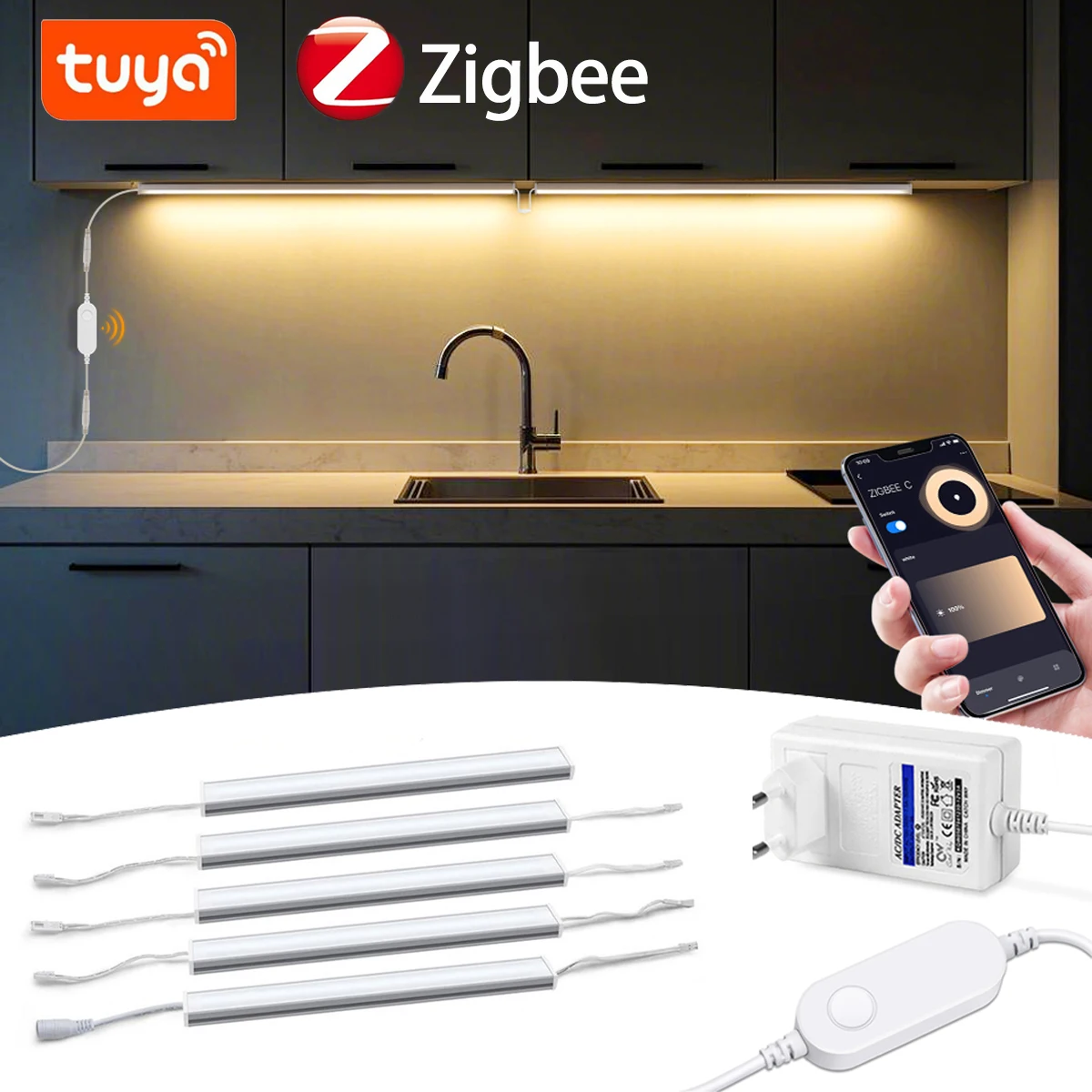 Smart Zigbee LED Lamp Under Cabinet Light Bar 12V works with Alexa Assistant Tuya APP Control Home Decor Night Lighting lightify