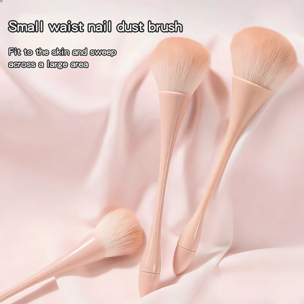 KANU Portable Manicure Extra-Soft Large Brush Head Dust Brush Metal Products Wood Handle Make Up Tool Cosmetics Brochas For Nail