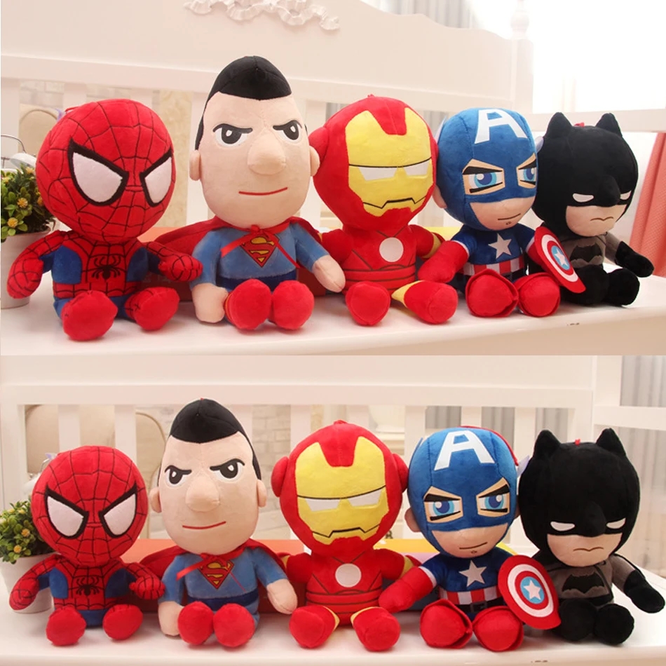 27cm Man Spiderman Plush Toys Movie Dolls Marvel Avengers Soft Stuffed Hero Captain America Iron for Kids